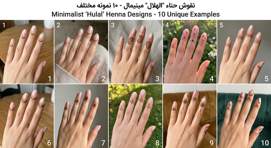 نقش حنا ظریف و جدید روی انگشتان دست و پا مدل عربی 5 طرحهای حنای جدید قوسدار و منحنی فقط بر روی نوک انگشتان و زیر ناخن