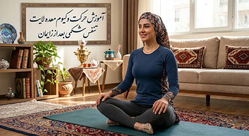 چگونه بعد از زایمان به تناسب اندام برگردیم؟ (راهنمای جامع ورزش و ریکاوری) 4 ۳. تنفس شکمی (وکیوم معده لایت)